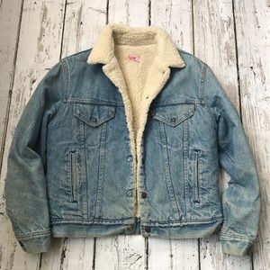 Vintage Levi’s denim jean Sherpa jacket size 42 Lg